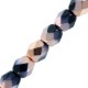 Czech Fire polished faceted glass beads 4mm Jet capri gold